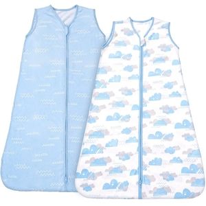 TILLYOU Sleep Sack - Cotton Wearable Blanket Baby 2-Pack Set, Fits Babies  6-12